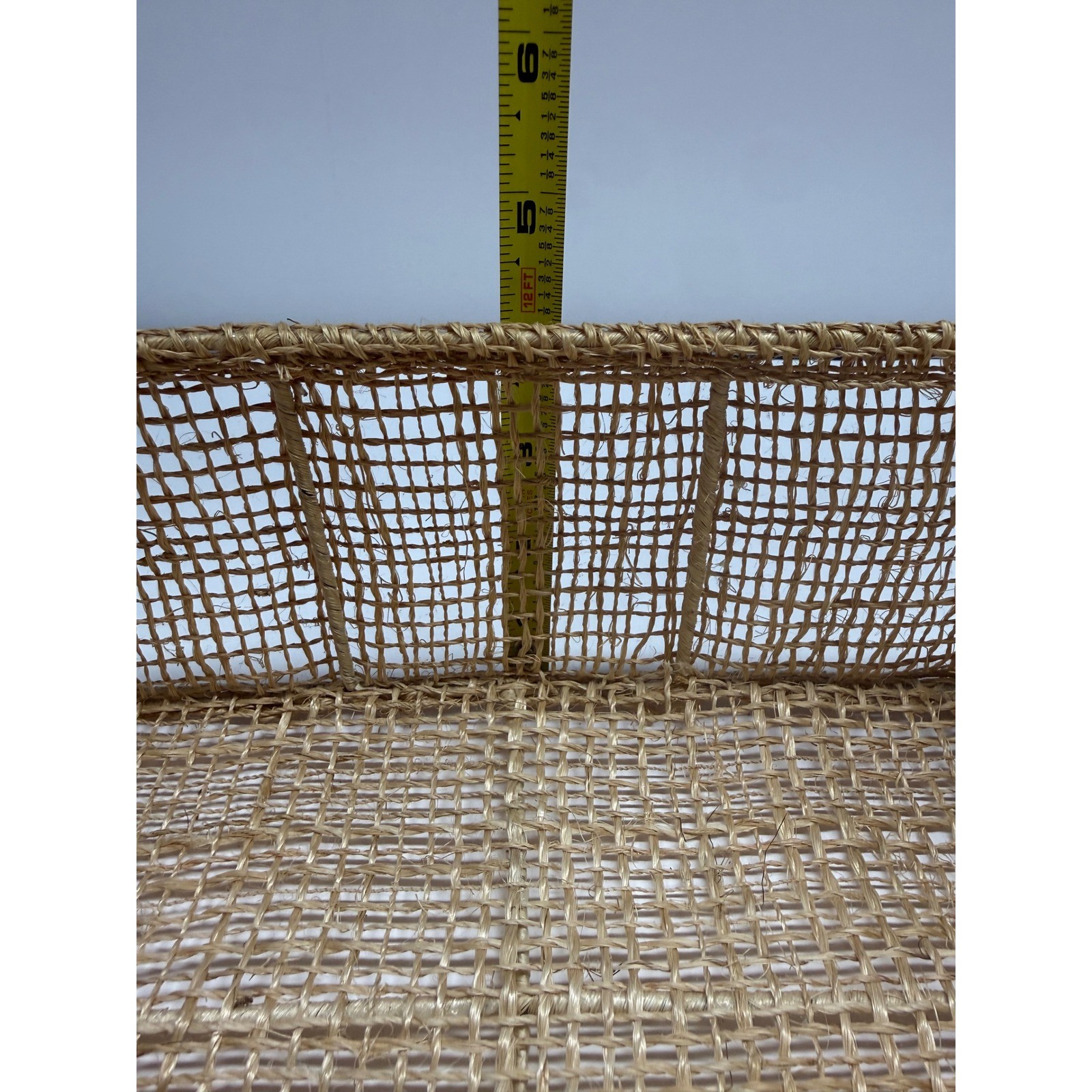 Natural Woven Seagrass Rectangular Storage Basket Open Weave Wire Frame Brown