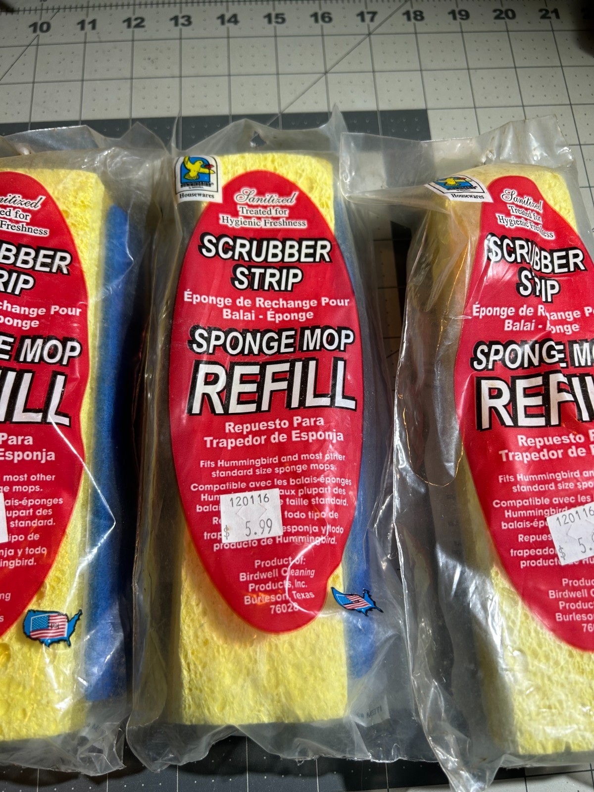 VINTAGE 4-PACK LOT BIRDWELL 381-24 CELLULOSE REPLACEMENT SPONGE MOP HEAD 9.25″