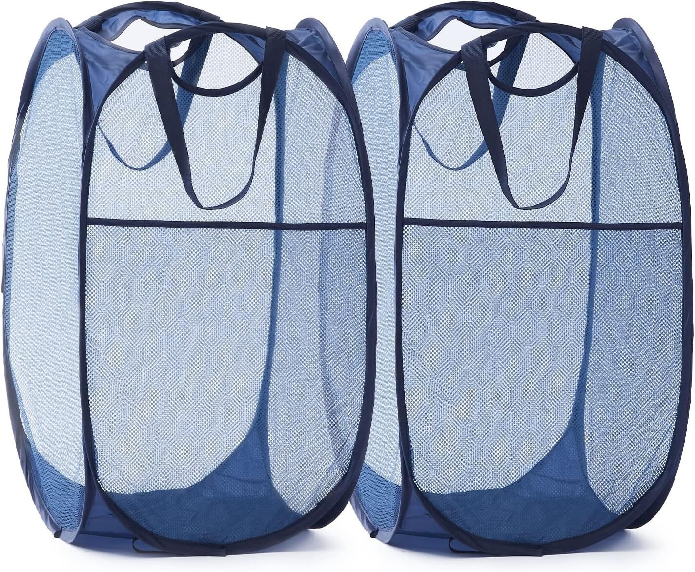 TECHMILLY Collapsible Mesh Pop Up Laundry Hamper 14″L x 14″W x 24″H (2 Pack)