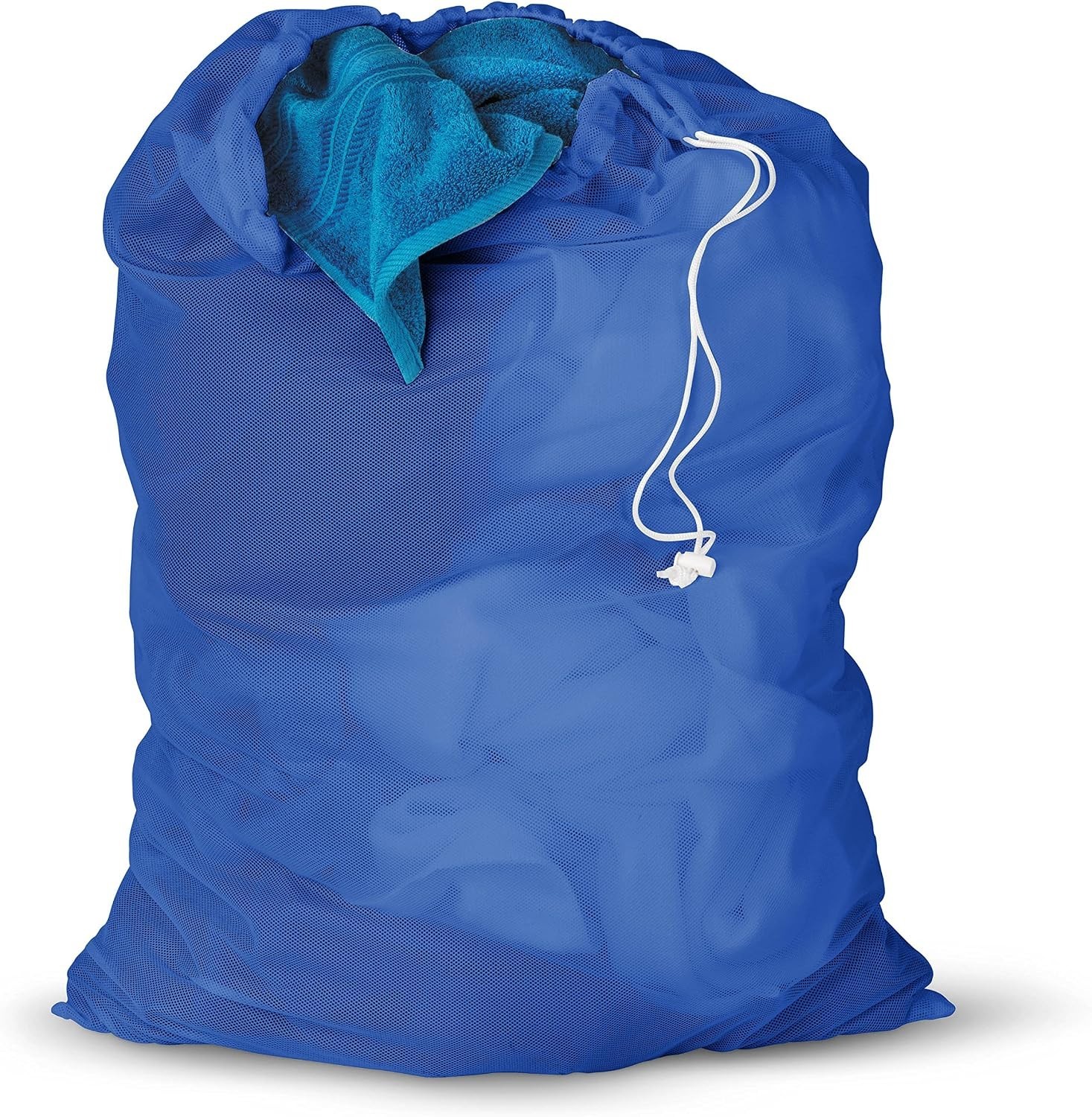 Lightweight Drawstring Mesh Laundry Bag in Blue – Perfect for Easy Transport