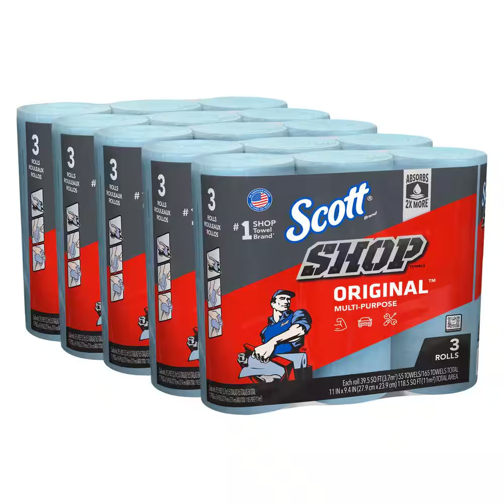 Blue Shop Towel Cleaning Wipes (3-Pack Bundle of 5)