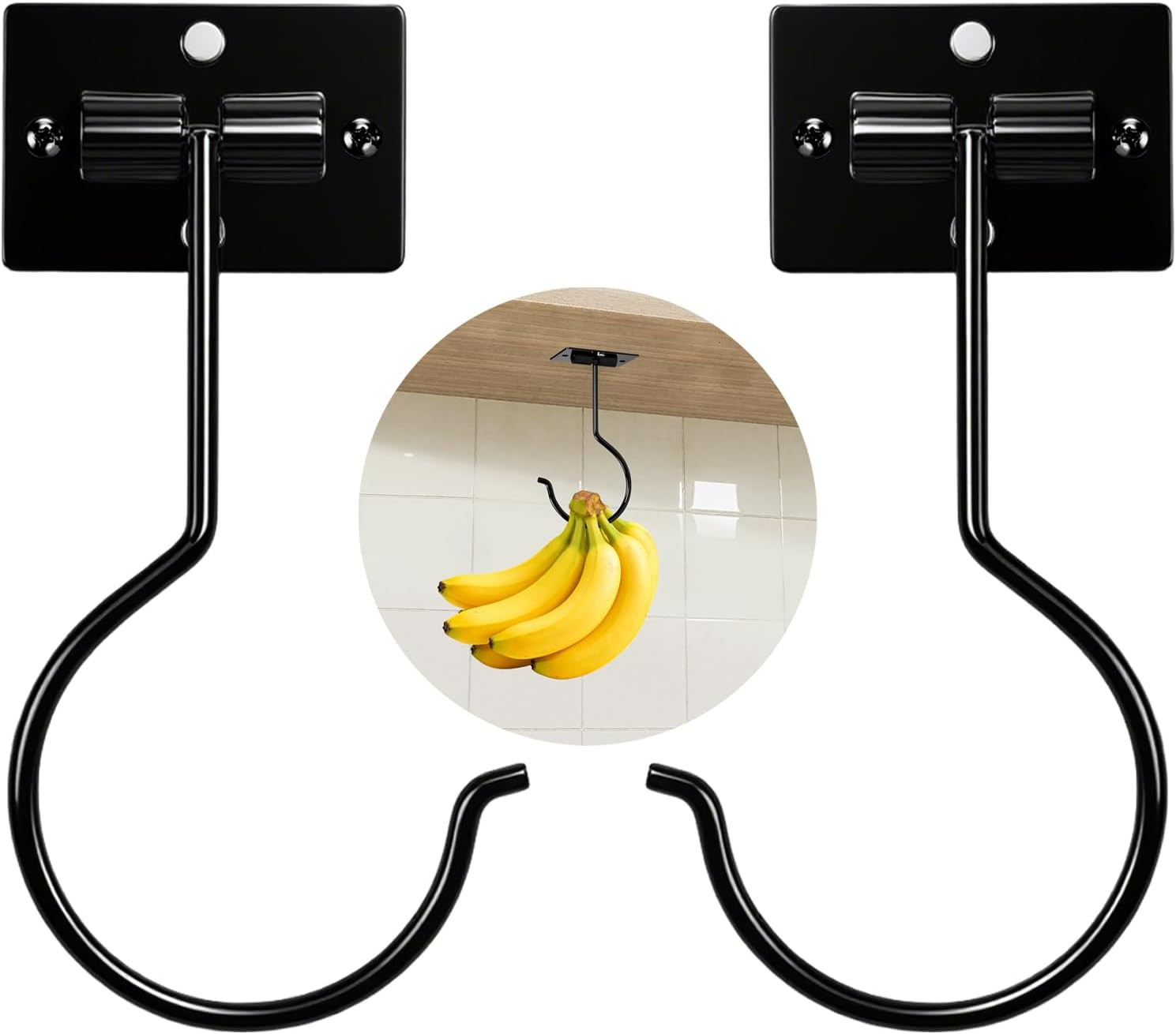 Self Adhesive Banana Hook under Cabinet, Foldable Magnetic Banana Hanger, 5.5 In