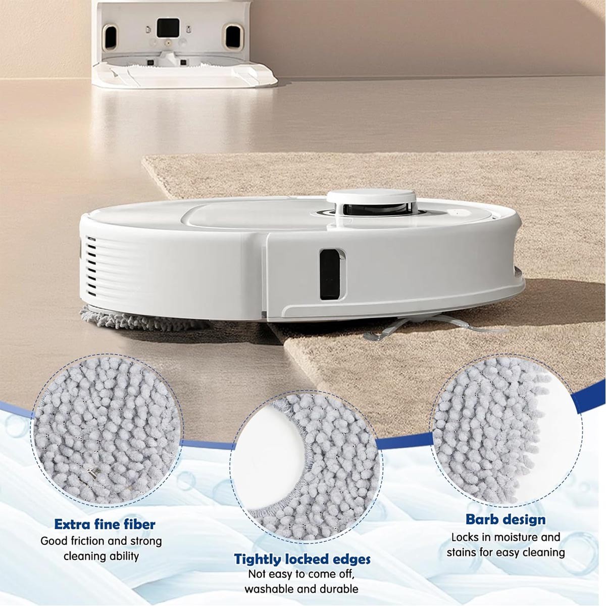 Microfiber Washable Mop Pad Replacement Accessories for Roborock Q Revo/Qrevo S