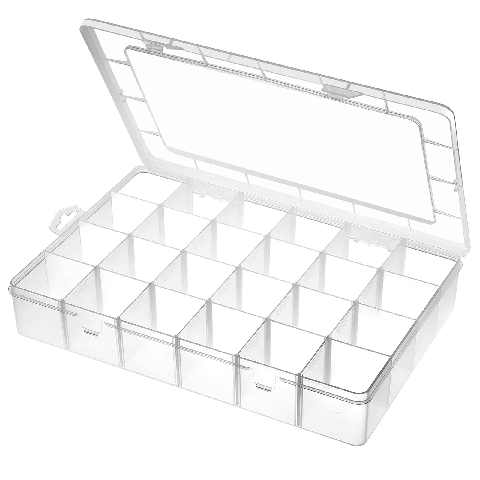 Gbivbe Large 24 Grids Plastic Organizer Box 14×9.3×2.4 inches, Clear-1