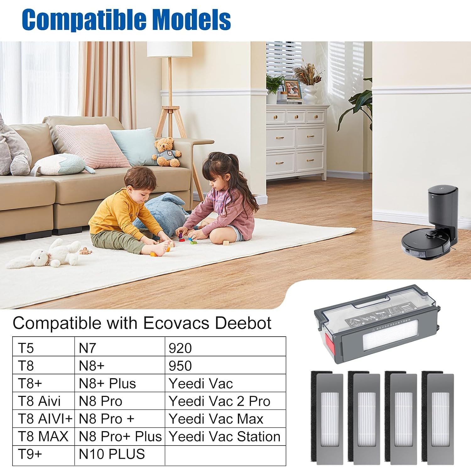 Deebot Ozmo T8 T8+ T8 Aivi T8 AIVI+ T8 MAX T9+ Replacement Vacuum Filters