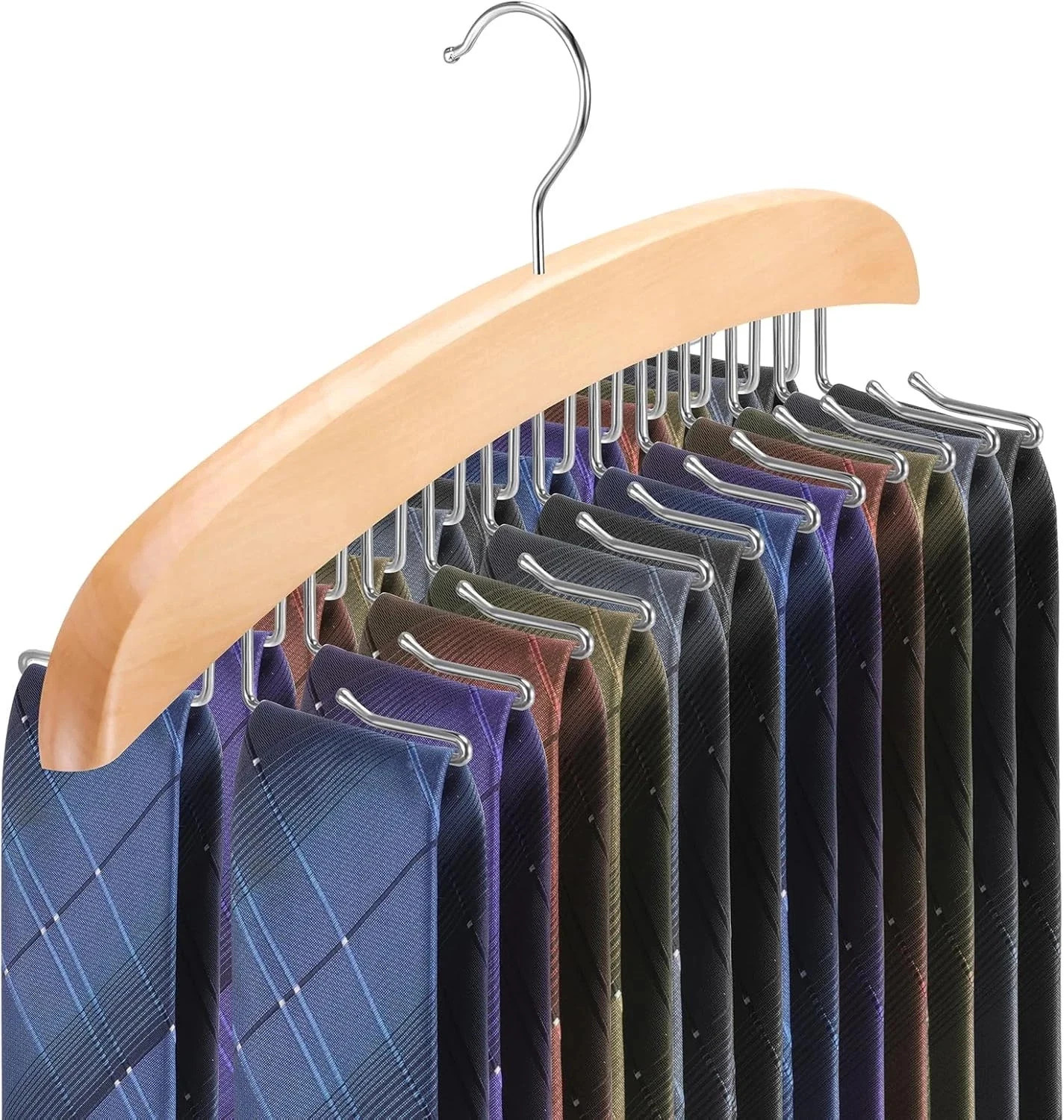 Tie Rack Hanger for Closet,360 Degree Rotating Tie Holder Organizer with 24 Fold