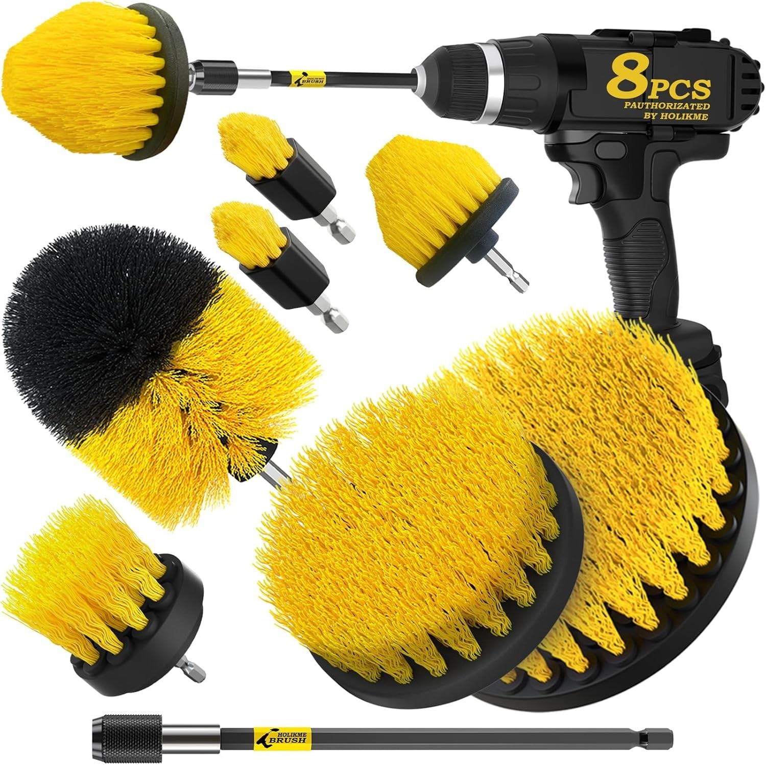 Drill Brush Attachment Set, Power Cleaning Scrub Brush Kit – ( 8 Pcs )