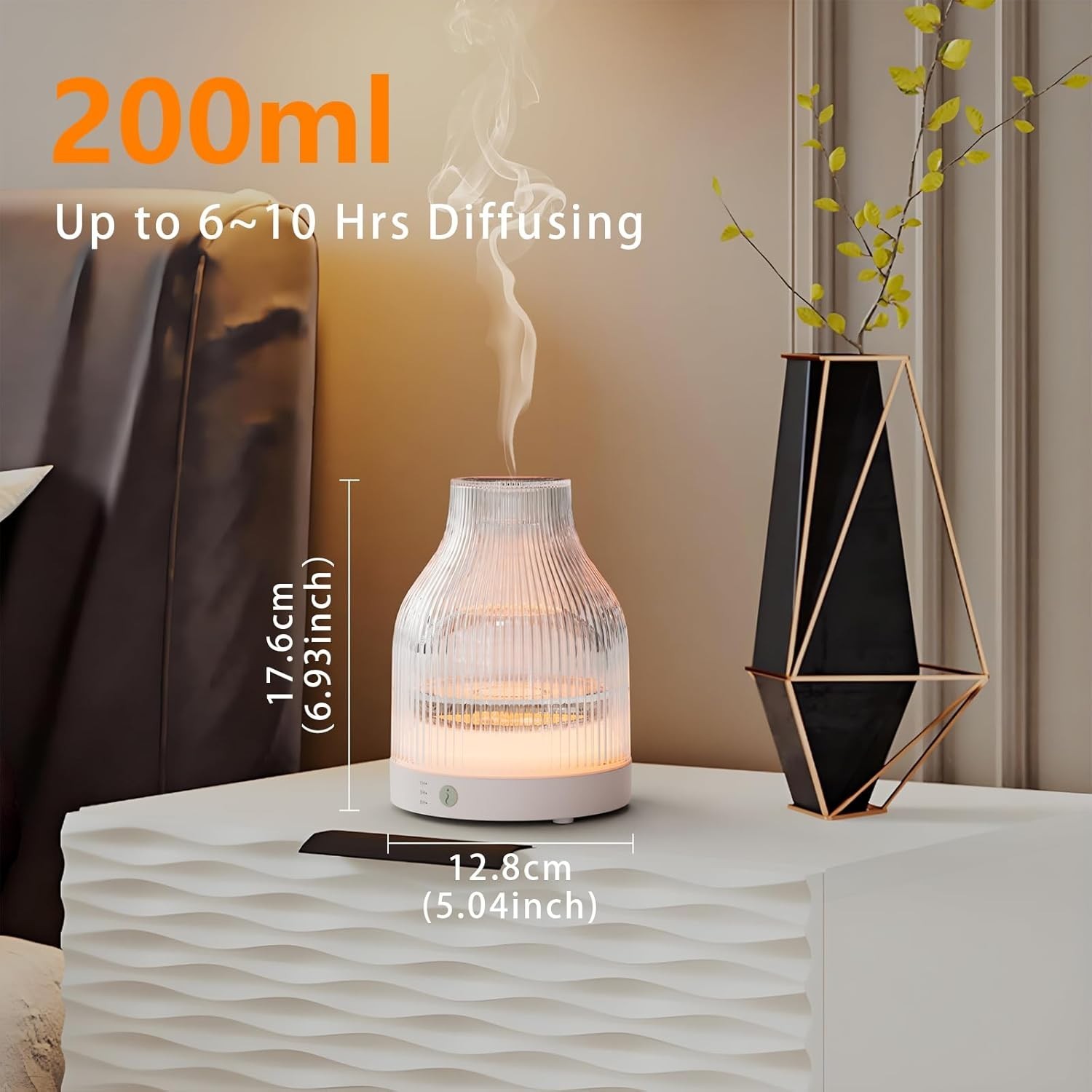 Compact Essential Oil Diffuser, 200ml Ultrasonic Mist, 7 Colors, Quiet, Auto Off