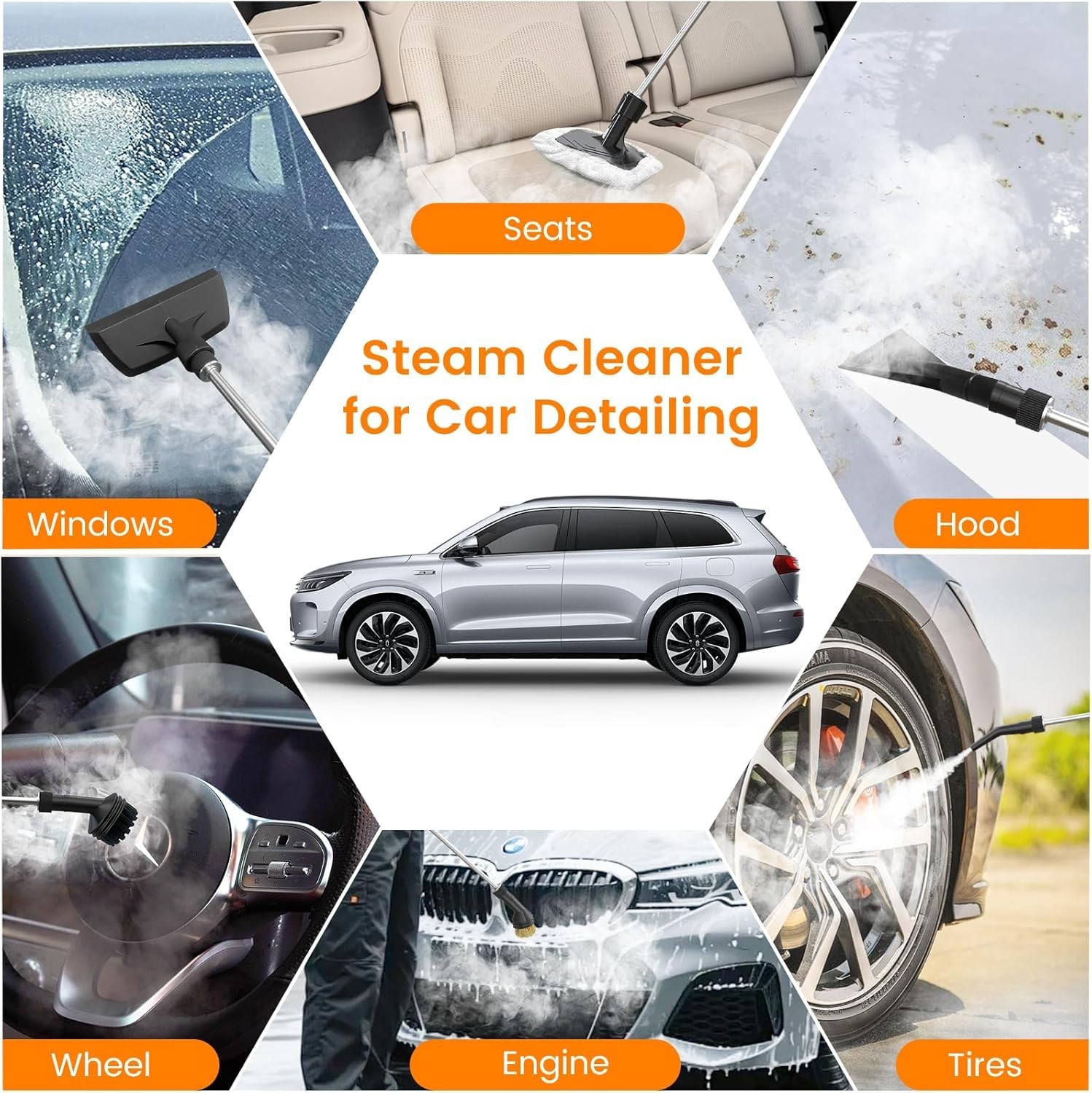 Pressurized Steam Cleaner Handheld Multi-Surface Deep Cleaner 2500W