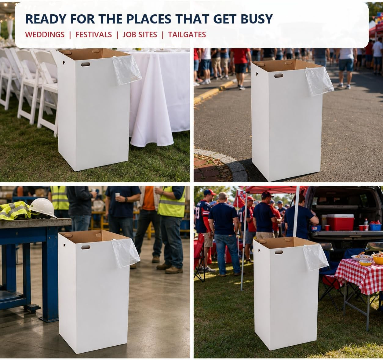 One Earth Cardboard Trash Cans, 10-Pack with 20 Bags, 40-Gallon, White