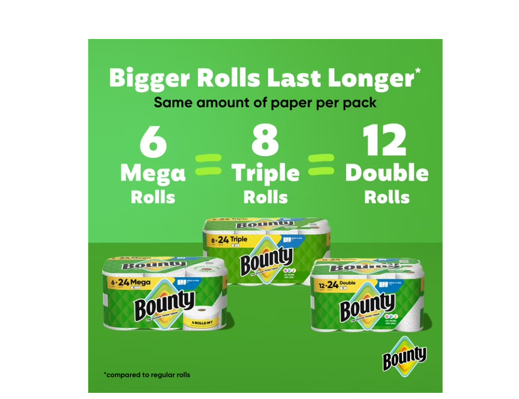 Bounty Paper Towels Select-A-Size White, 6 Mega Rolls