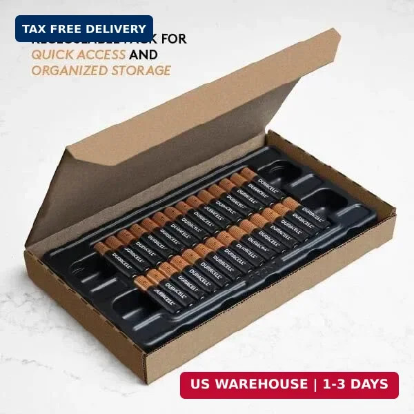 Coppertop AAA Batteries, 28 Pack, 12-Year Shelf Life, Storage Tray