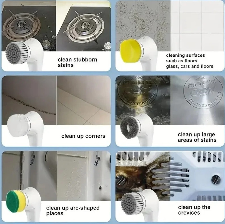 1Set Five-in-One Multifunctional Electric Cleaning Brush for Bathroom & Kitchen