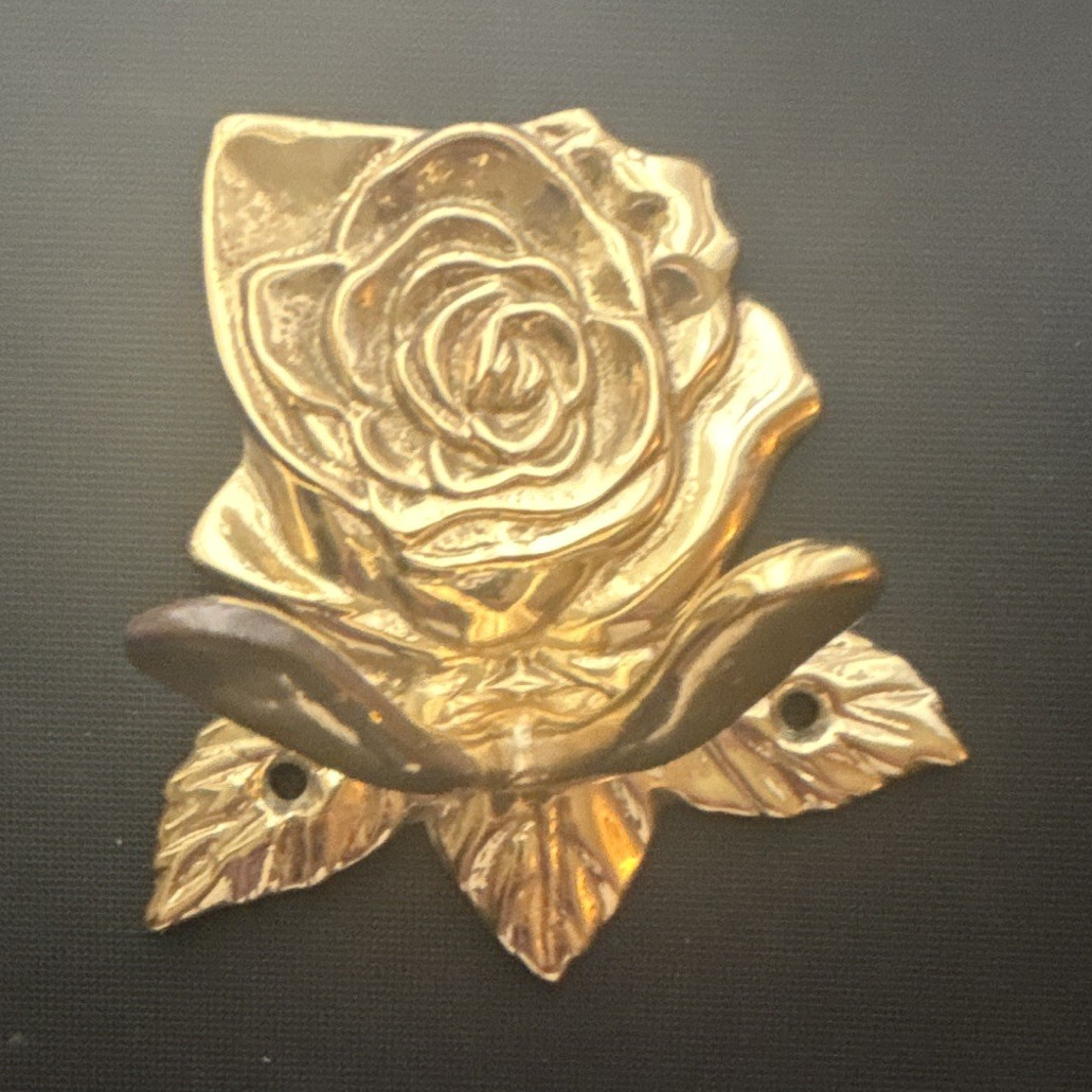 Gold Polished brass Rose Flower Wall Hook, Wall Mounted Single Hook 4 in