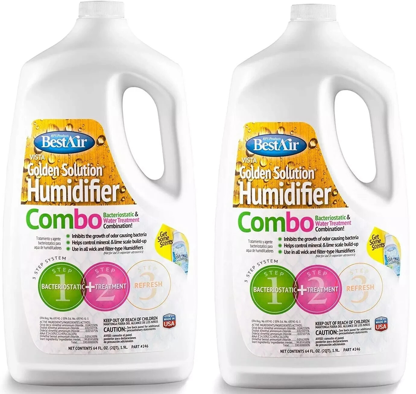 BestAir Golden Solution 246 64 oz Humidifier Combo Water Treatment – Pack of 2