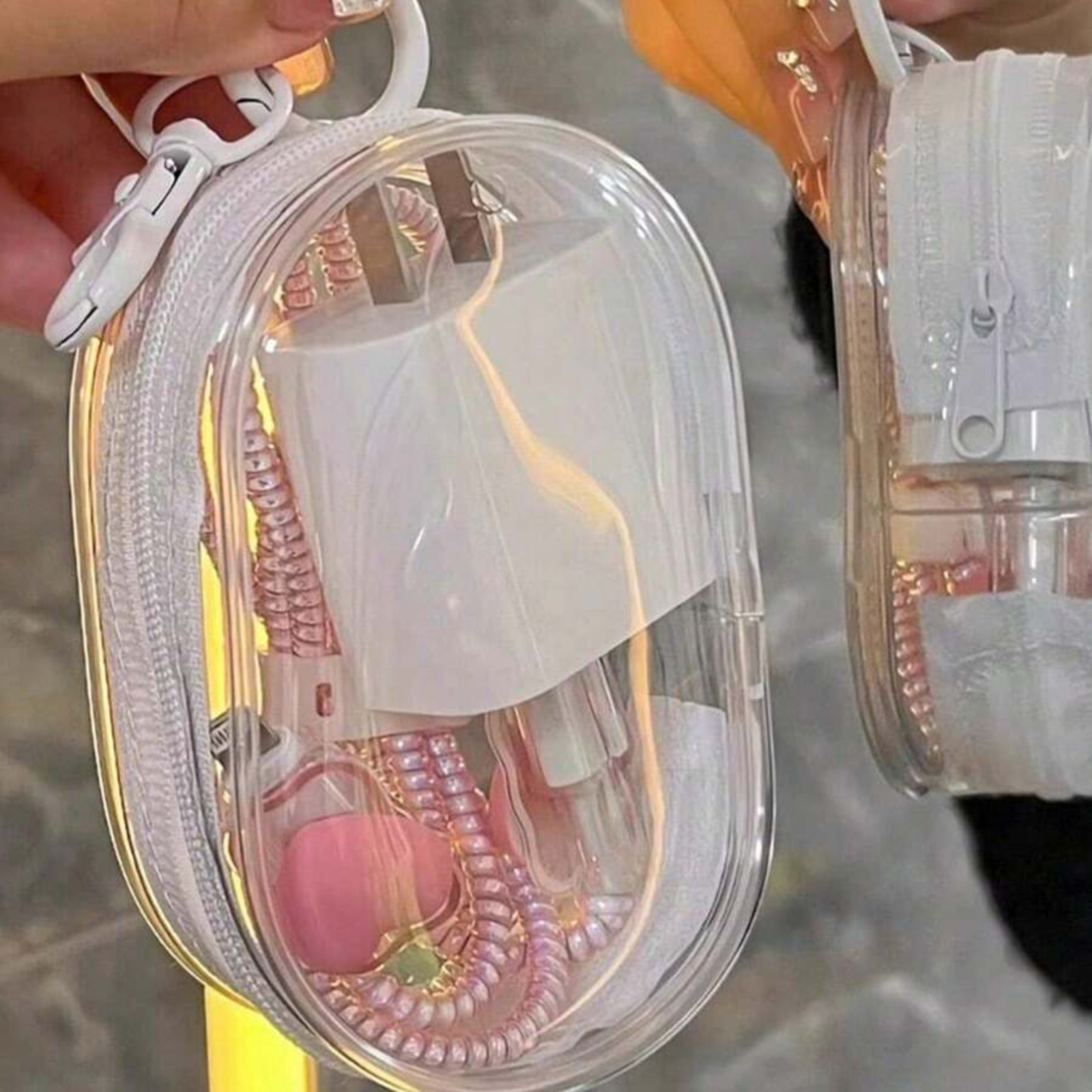 Travel Mini Pouch with Zipper & Keychain MultiUse Data Cable Makeup Storage Bag