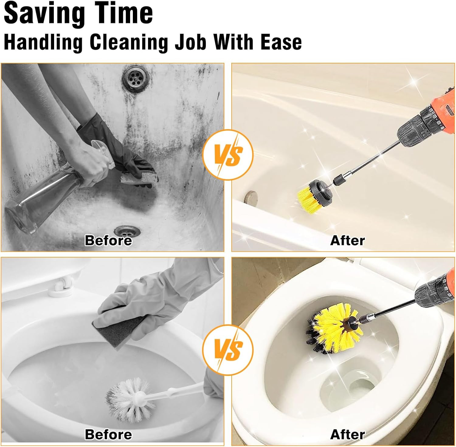 8 Pcs Drill Brush Attachment Set, Power Cleaning Scrub Brush Kit with Extend Lon