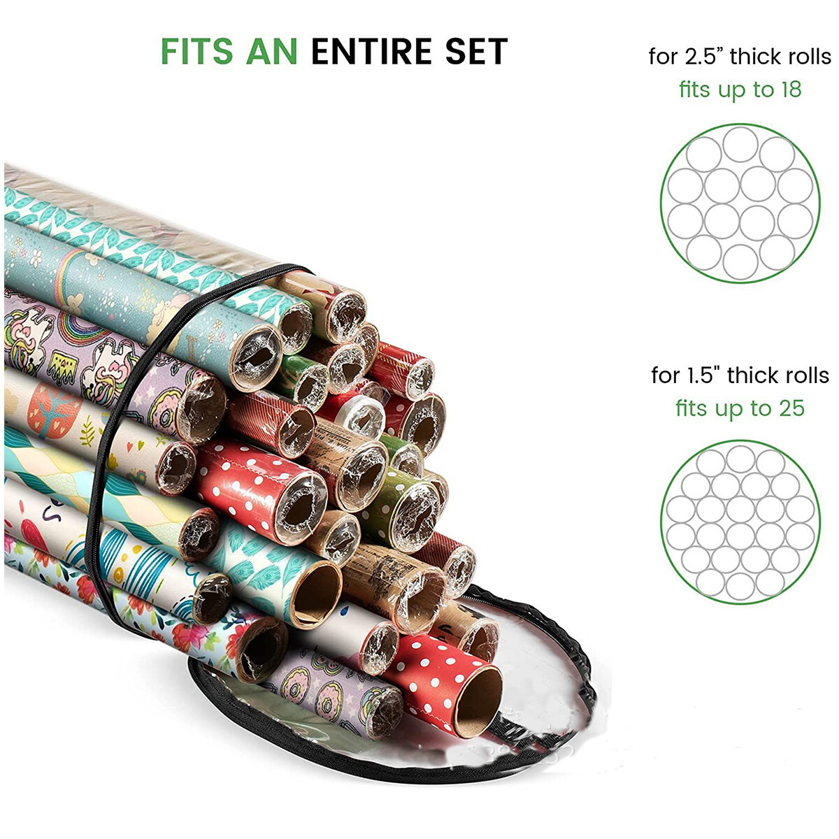 Waterproof Christmas Wrapping Paper Storage Bag Fits 14-20 Rolls 40 Inches Long