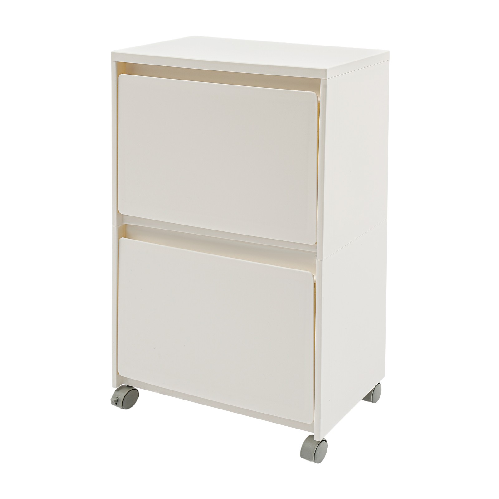 2 Tiers Rolling Shoe Storage Cabinet Mobile Shoes Organizer Sneakers Holding Box