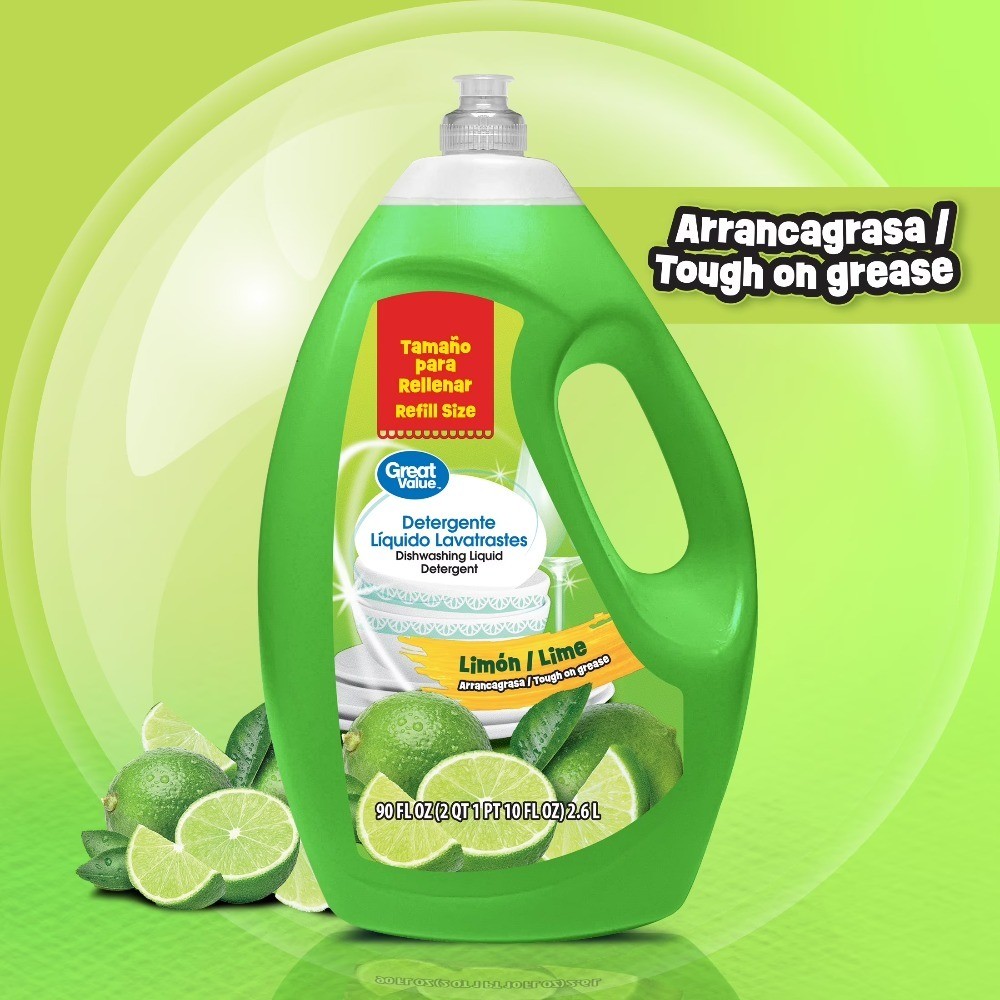 Dish Washing Liquid Detergent, Limon/Lime, 90 fl oz