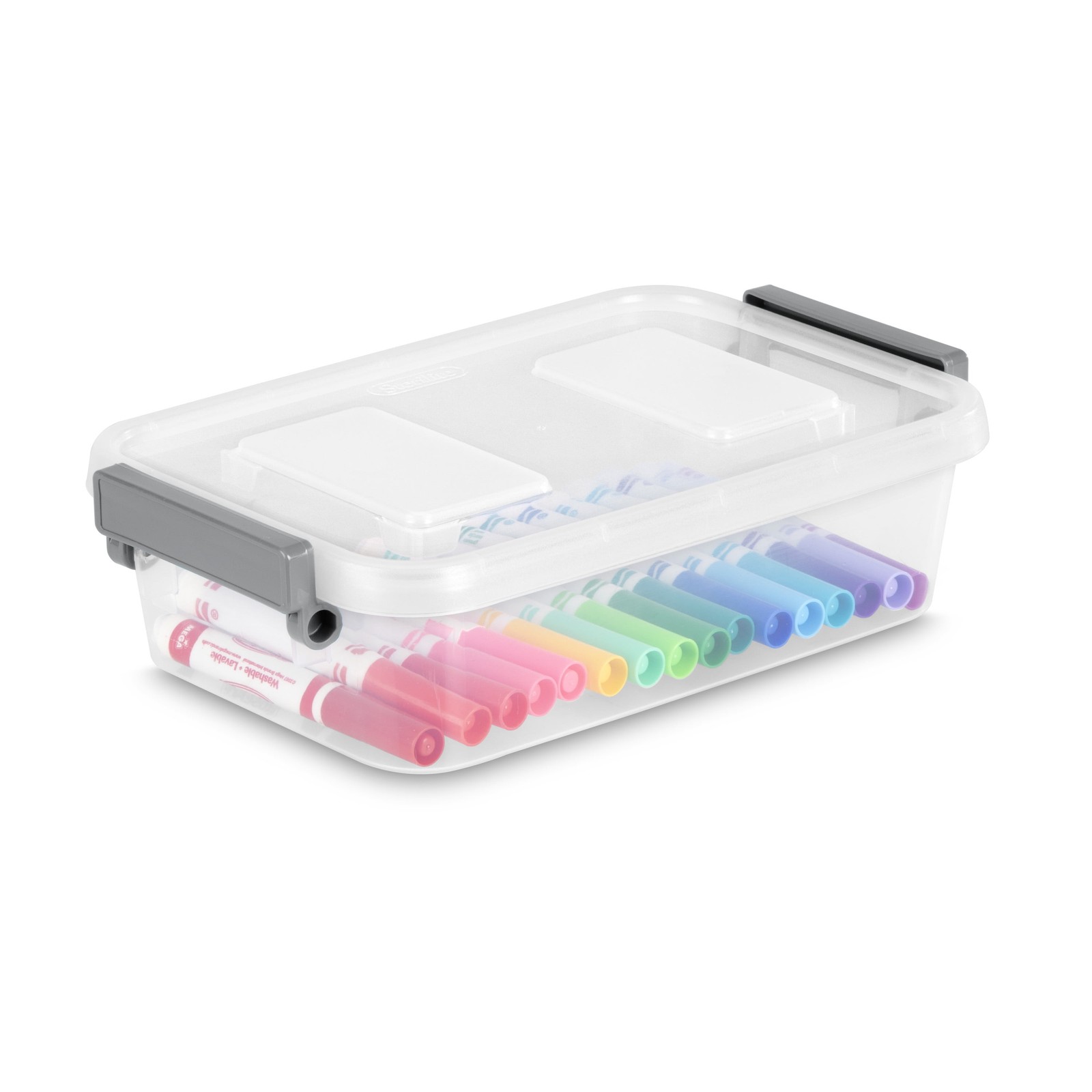 2.7 Quart Modular Latch Box, Clear Plastic Storage Box with Write-on ID Latches