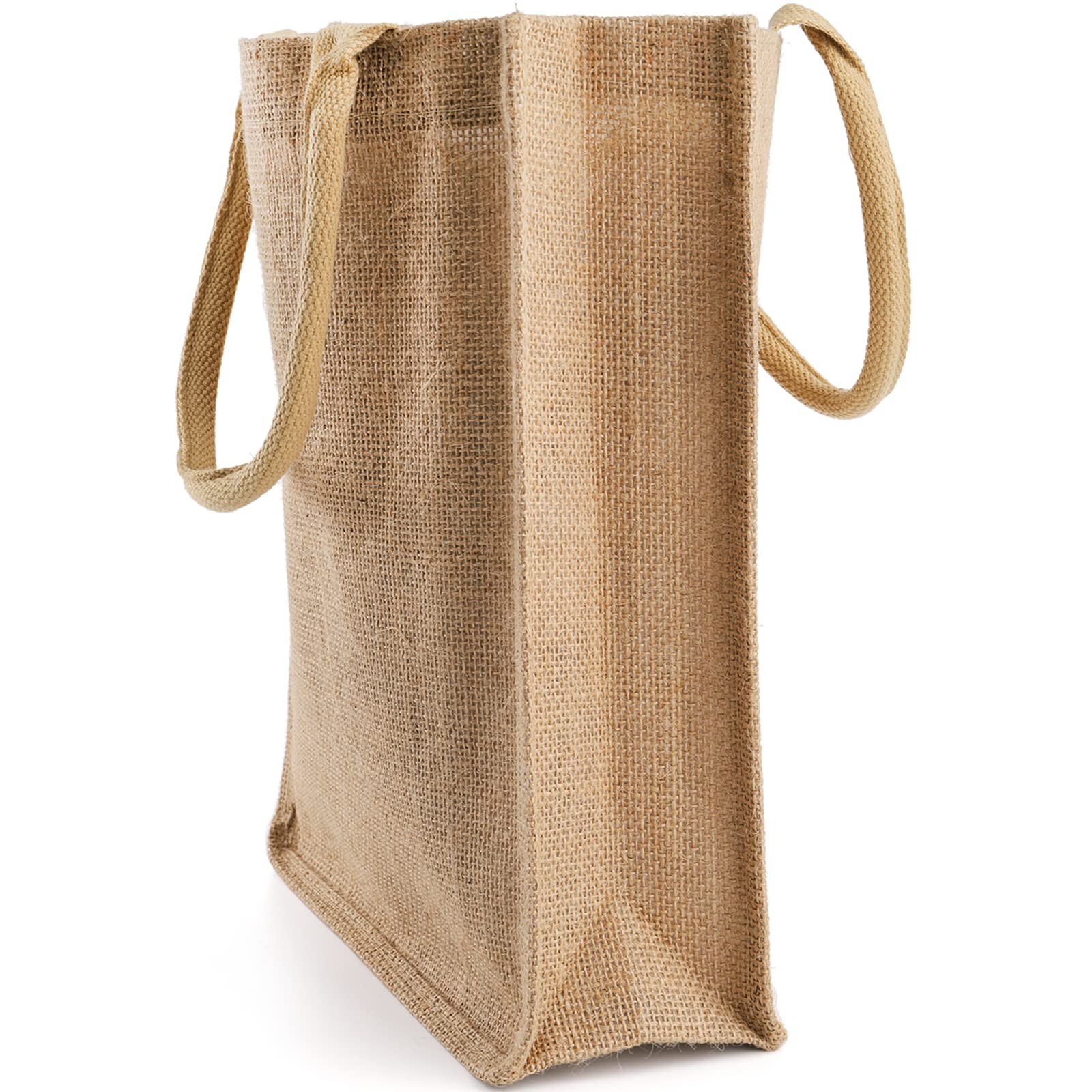 8 Pack Jute Burlap Tote Bags Beach Lined Grocery Totes Bridesmaid 9.8×11.8×3.9