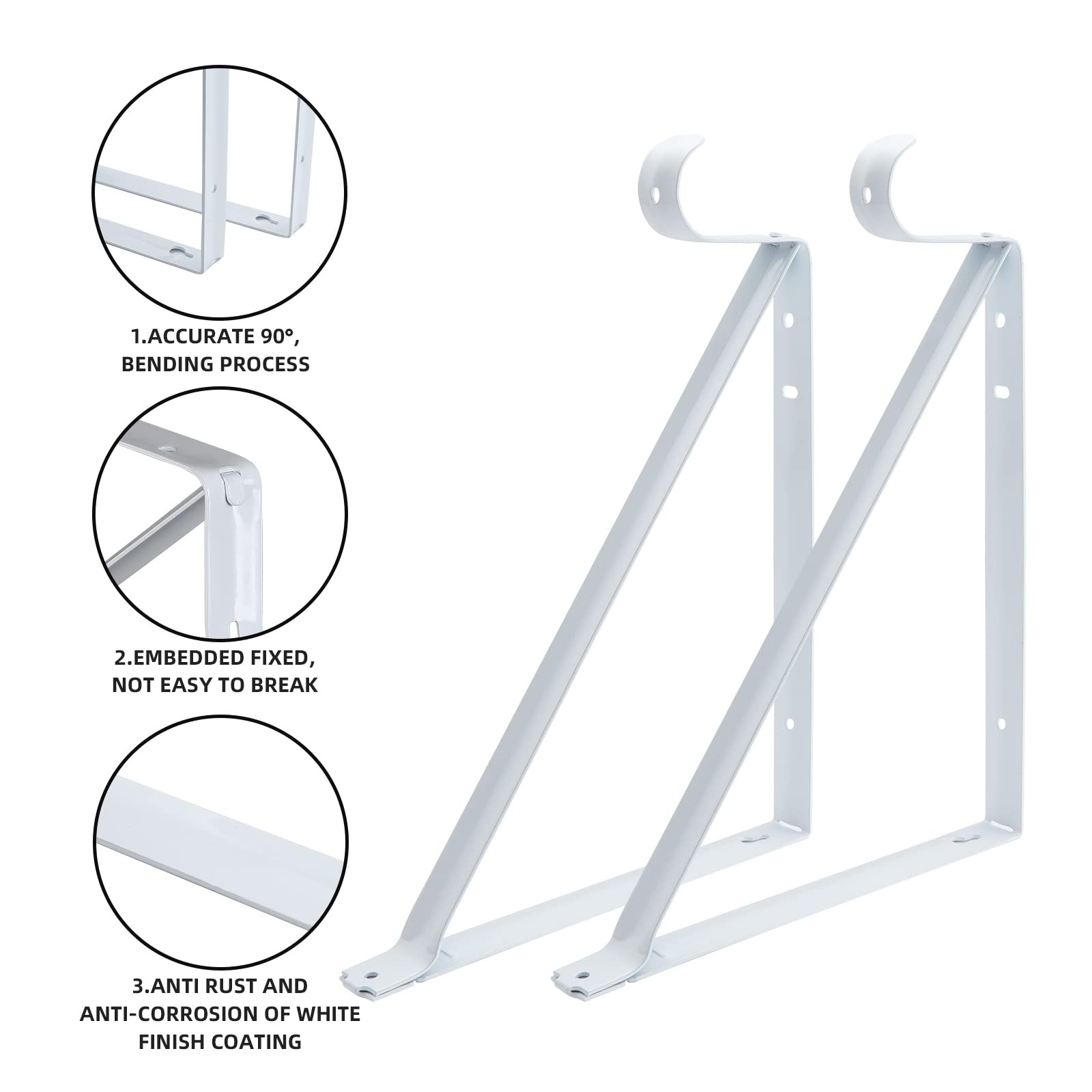 HOME MASTER HARDWARE Heavy Duty Closet Shelf Rod Brackets Supports 300lbs 10Pack