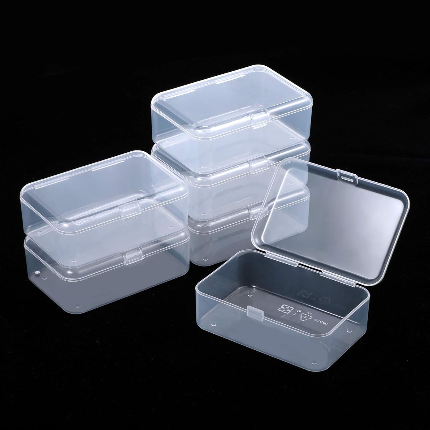 Lots Clear Plastic Storage Container Box Hinged Lid DIY Arts Crafts Markers Pens