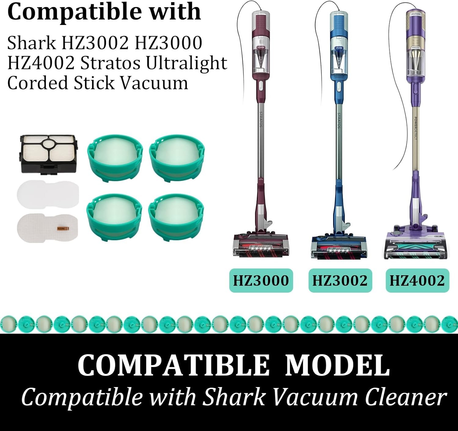 Replacement Filters for Shark HZ3002 HZ3000 Stratos Ultralight Corded Stick