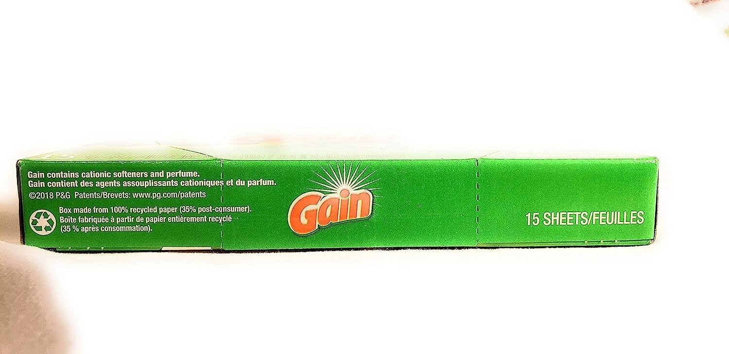Gain Dryer sheets 15 sheets each 16×22 cm with 2 oz Baking soda pack of 6