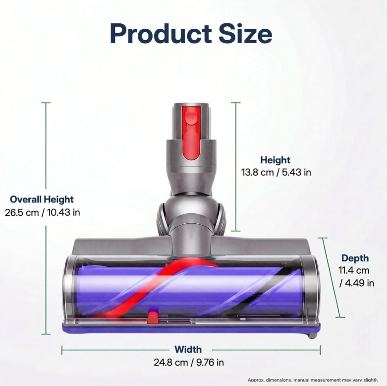 Direct Drive Brush Head for Dyson V7 V8 V10 V11 V15 Vacuum Cleaner Attachment