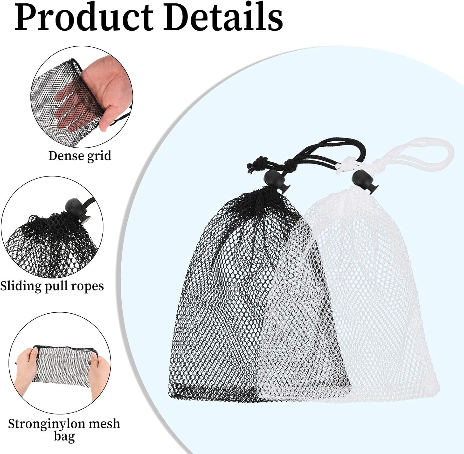 6PCS Small Mesh Drawstring Bags 7.87×5.9in Nylon Net Storage Pouch Travel Set