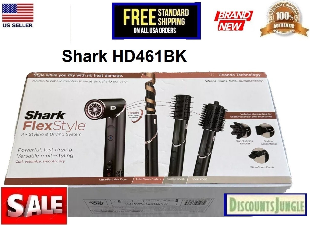 Shark HD461BK HD440BK FlexStyle Air Styling Drying Powerful Hair Blow System-BLK