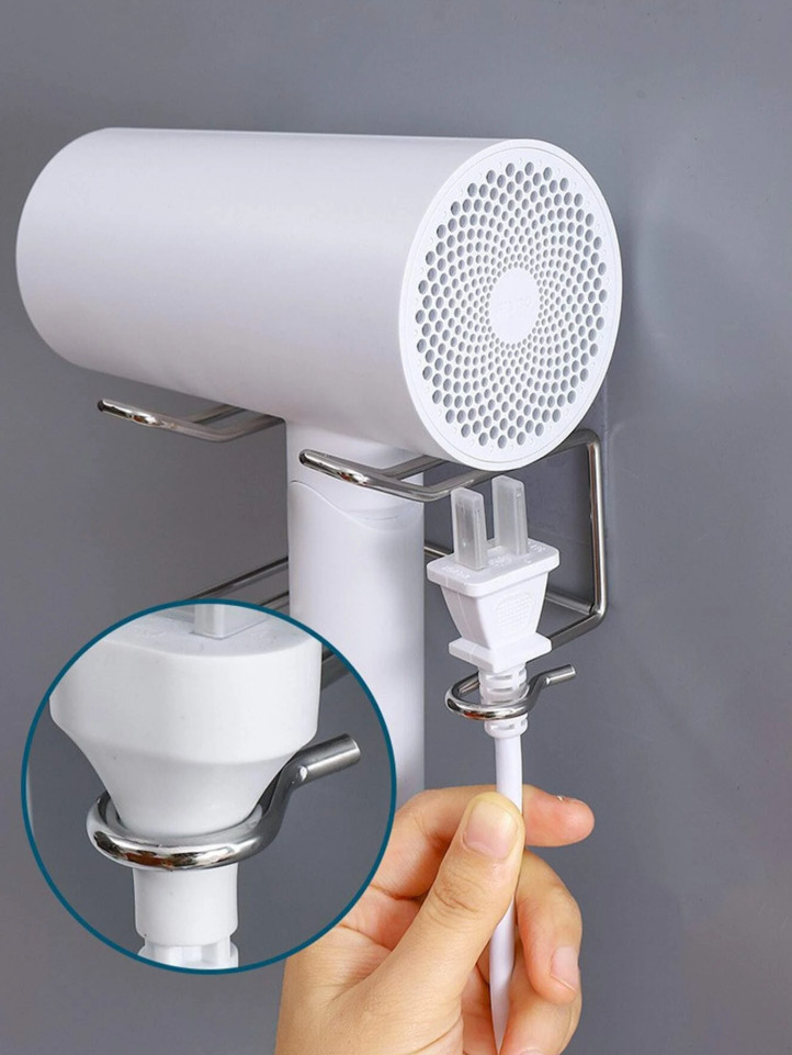 1 pc Stainless Steel Hair Dryer Holder Wall Mounted Storage Rack