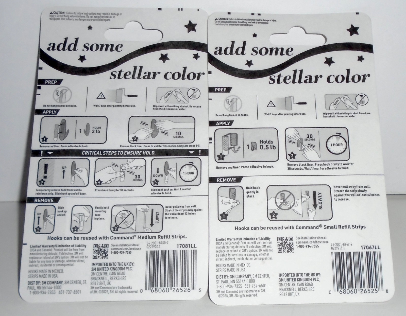 NEW PURPLE 3M COMMAND STRIPS WIRE & MEDIUM HOOKS .5 LBS. & 3LBS. – 12 HOOKS
