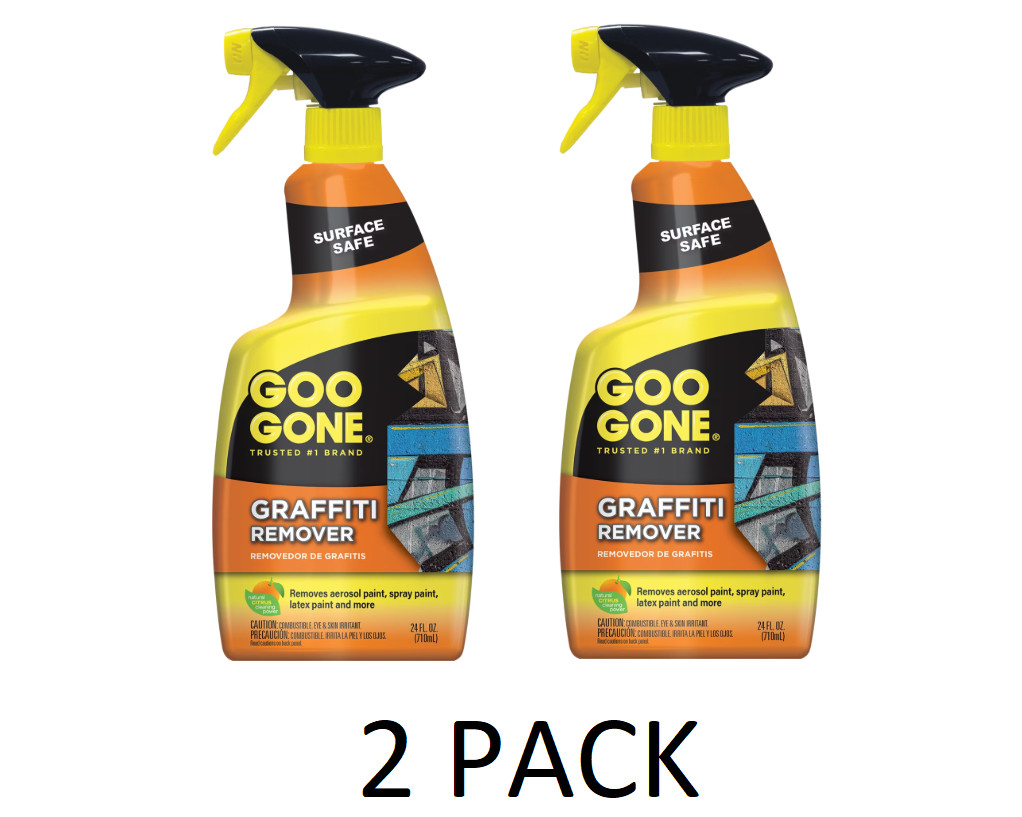 2 PACK GOO GONE GRAFFITI AerosolAcrylic LatexPaint REMOVER Surface Safe24ozSpray