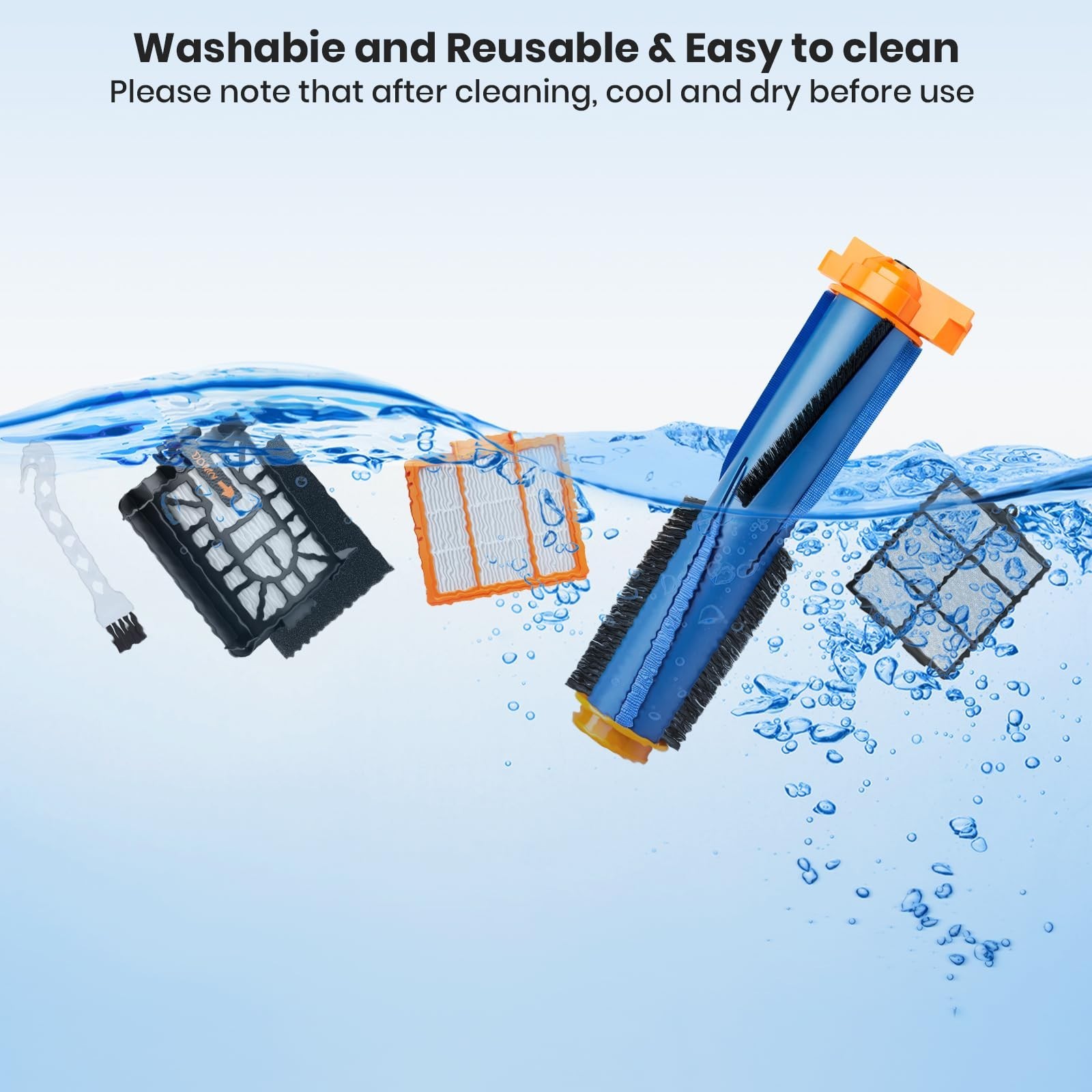 Ultra Robot Vacuum Replacement Parts – Main Brush, HEPA Filter, 6 Side Brushes &