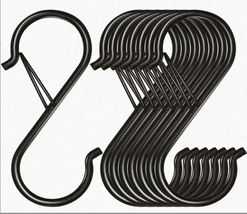 10pcs 3x9cm Metal S Shaped Hook With with Safety Buckle for Hanging Kitchen Uten