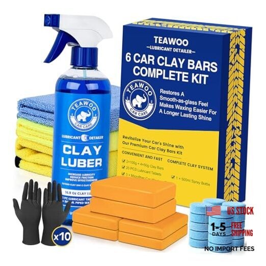 TEAWOO Clay Bars Kit, 6 Clay Bars & 20 PCS Lubricant Tablets, Complete 6 count