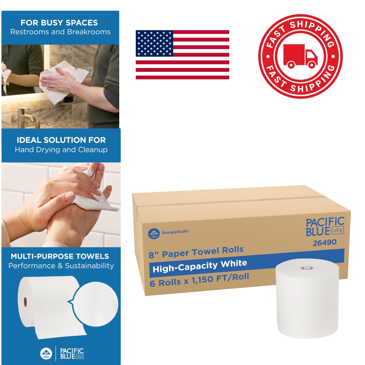Recyclable Paper Towels 6 Pack 1150 Linear Feet Each Perfect for Hygiene Needs