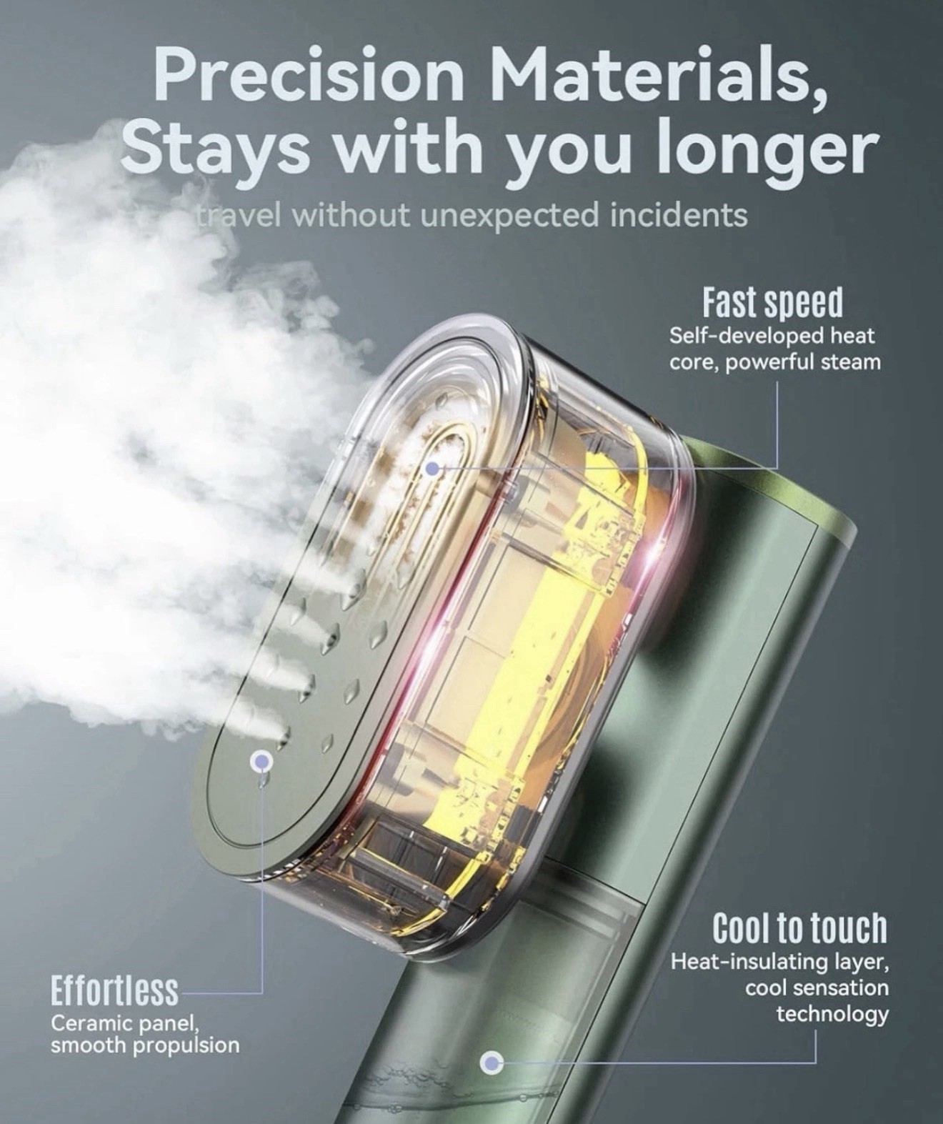 Jack & Rose Portable Travel Steamer 2-in-1 Iron 15s Heat-Up for Global Use