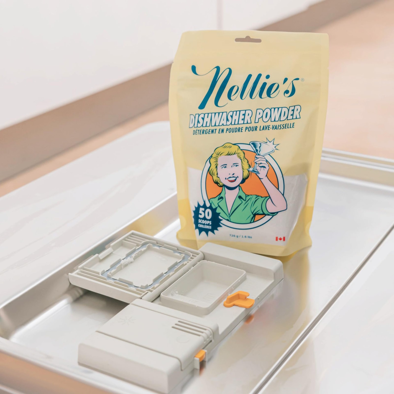Nellie’s Dishwasher Powder 25.6 Ounce Plant Based Eco-Friendly Cleaning Solution
