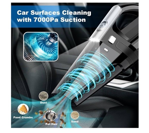 Car Vacuum, Portable Vacuum Cleaner with Powerful 7000PA Suction, DC 12V Power 1