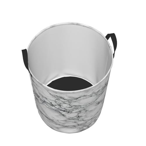 Laundry Hamper Bag With Waterproof Liner – Round S(38L) Black And White Marble
