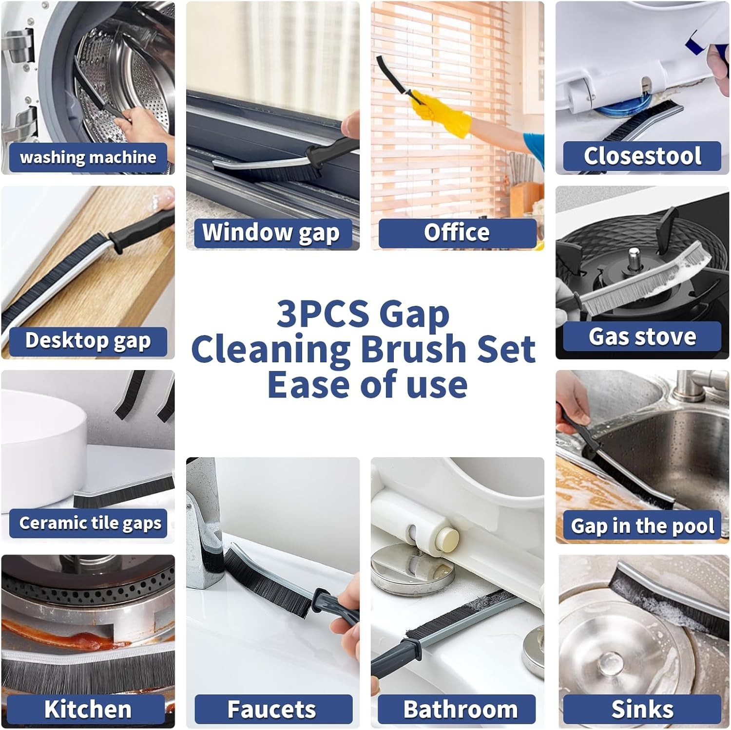Crevice Cleaning Brush, Hard-Bristled Gap Scrub Brush, Toilet Gap Cleaning Br…