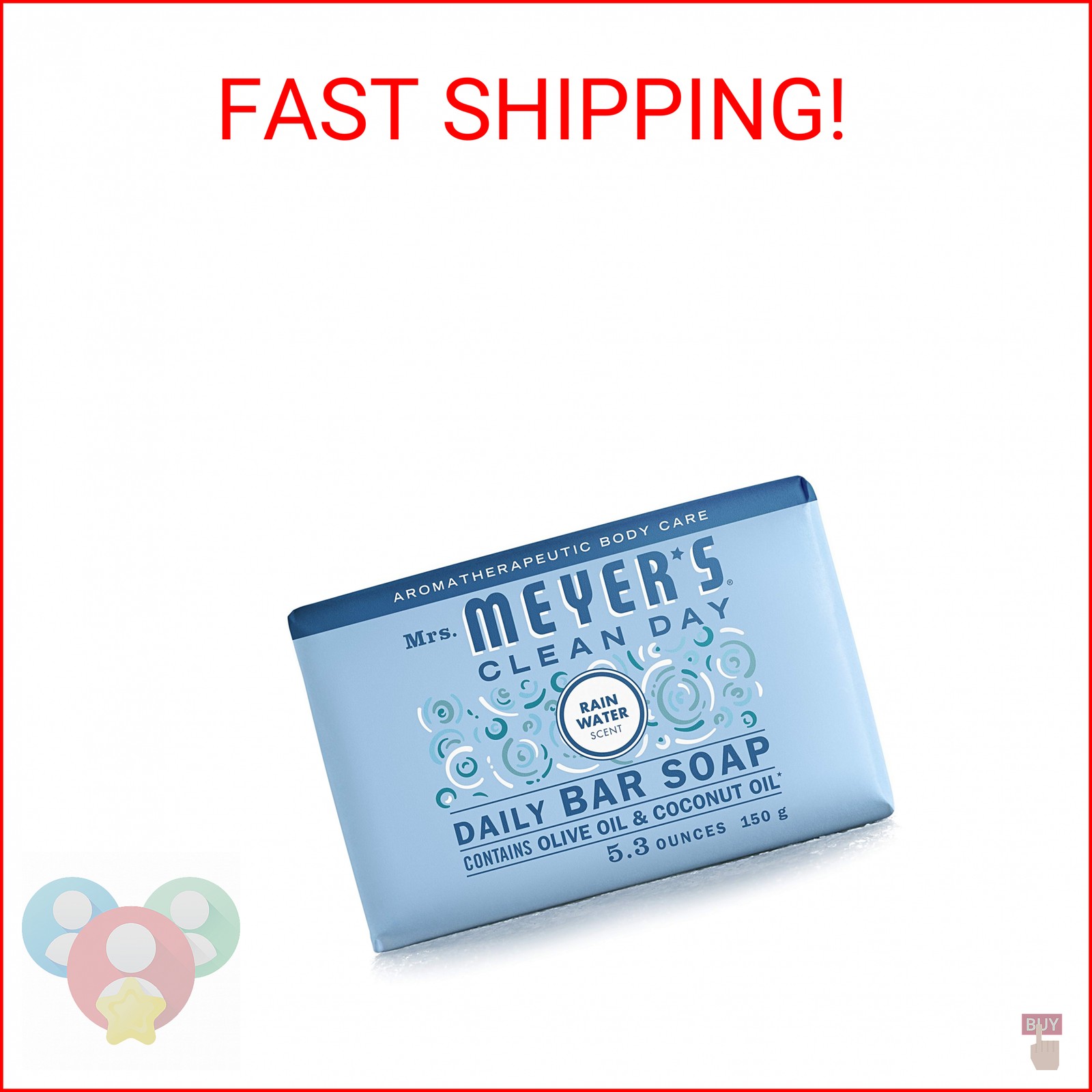 MRS. MEYER’S CLEAN DAY Bar Soap, Use as Body Wash or Hand Soap, Made with Essent