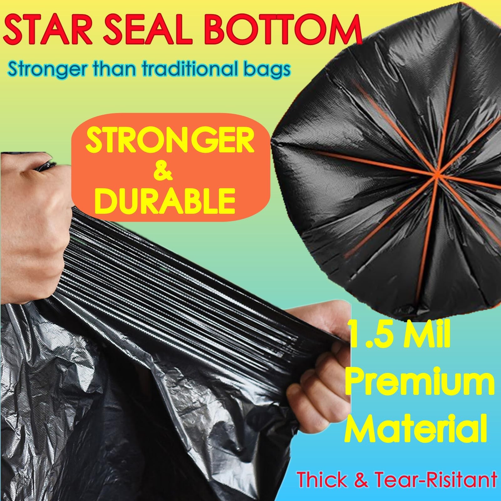 45 Gallon Trash Bags, Heavy Duty Large Plastics Garbage Bags, 70 Count 2.0 Mil E