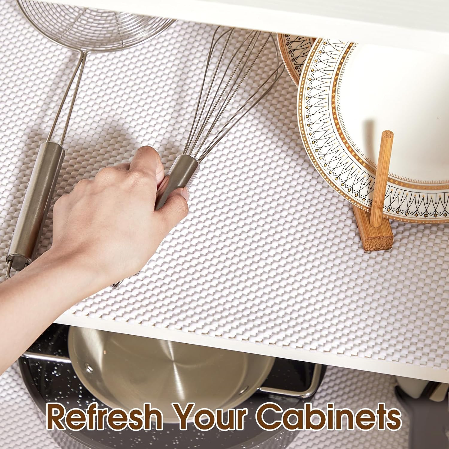 Shelf Liner for Kitchen Cabinet, Drawer Liners Non Slip Non Adhesive Thick Mat,