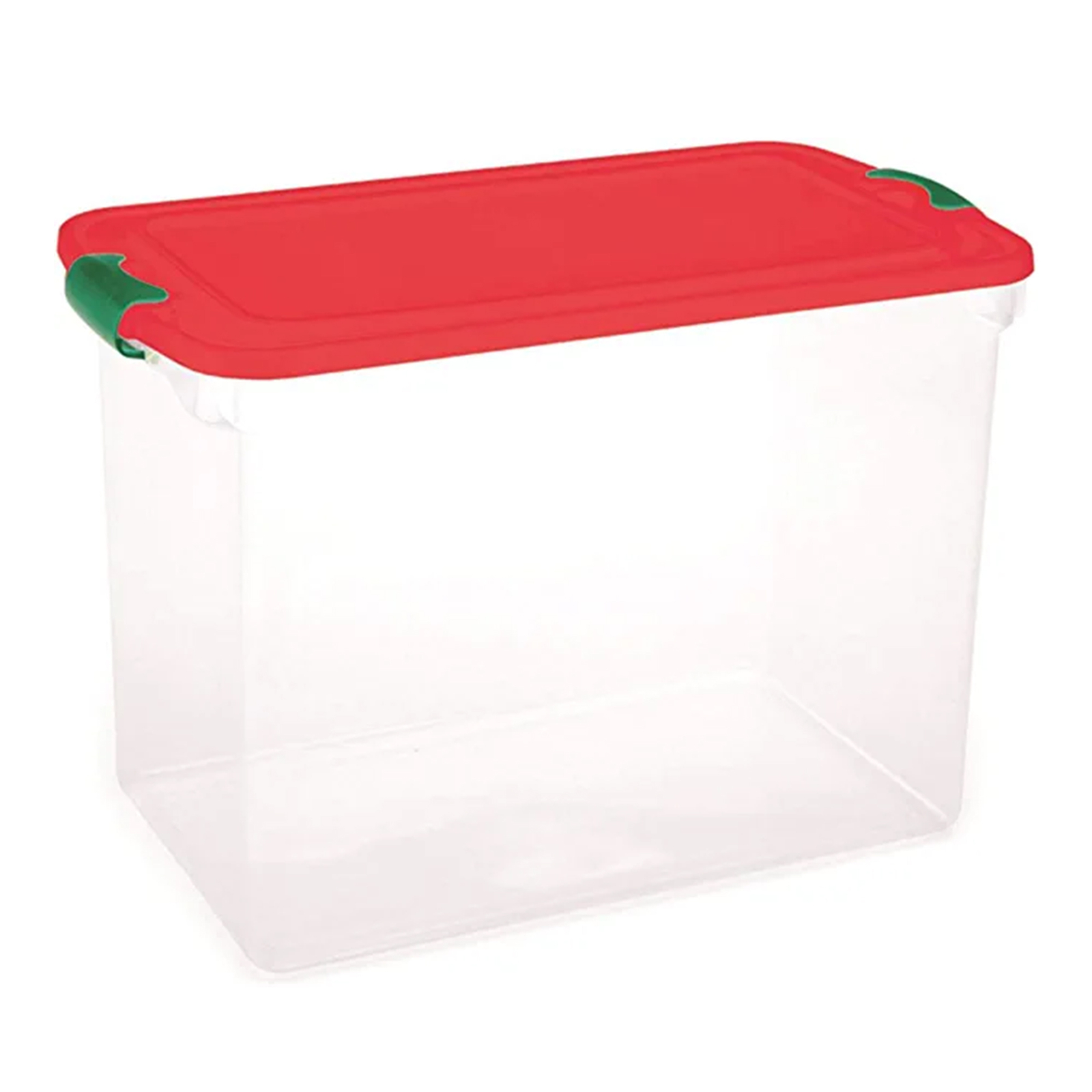 HOMZ 112-Quart Holiday Clear Plastic Ornament Storage, Red/Green, 2 Pack