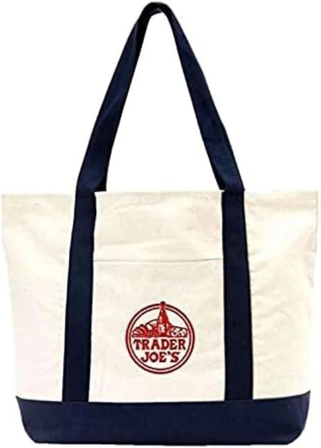 TRADER JOE’S Large Canvas Bag Heavy Cotton Dark Navy Blue New